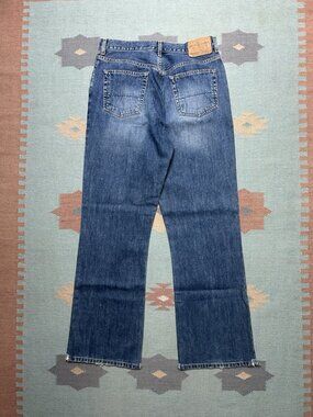 Vintage y2k Lee dungaree jeans buddy Lee workwear dark wash denim baggy 33x32